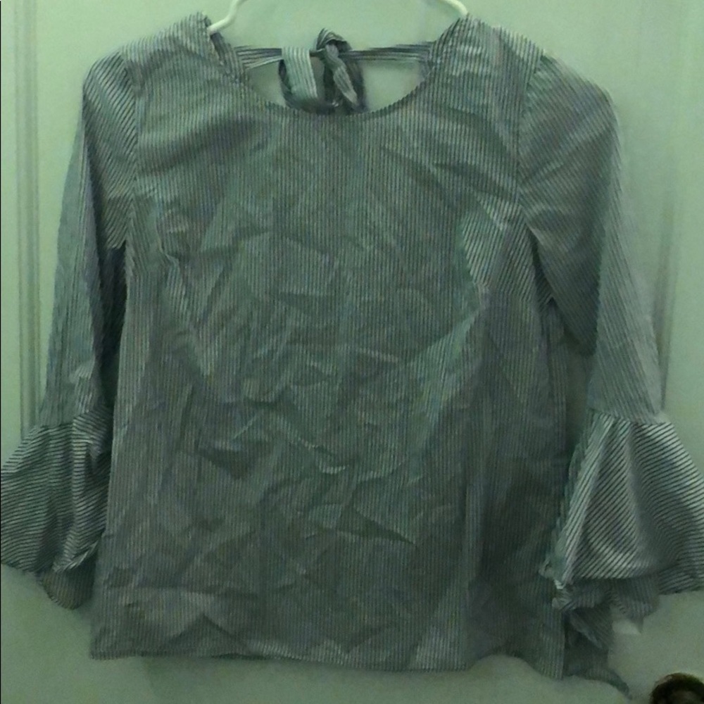 A blue and white stripped shirt